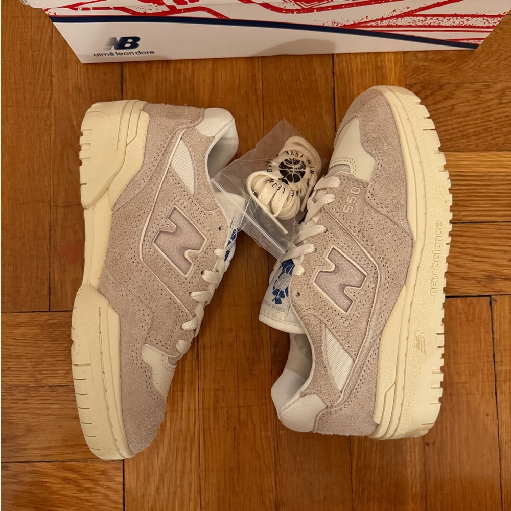 New Balance x Aime Leon Dore 550 Cream and Tan Sneakers